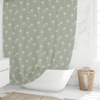 Rideaux De Douche Palmiers Boho Maison de Campagne Côtière Vert Saug