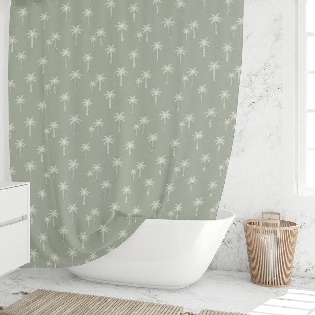 Rideaux De Douche Palmiers Boho Maison de Campagne Côtière Vert Saug (Créateur téléchargé)