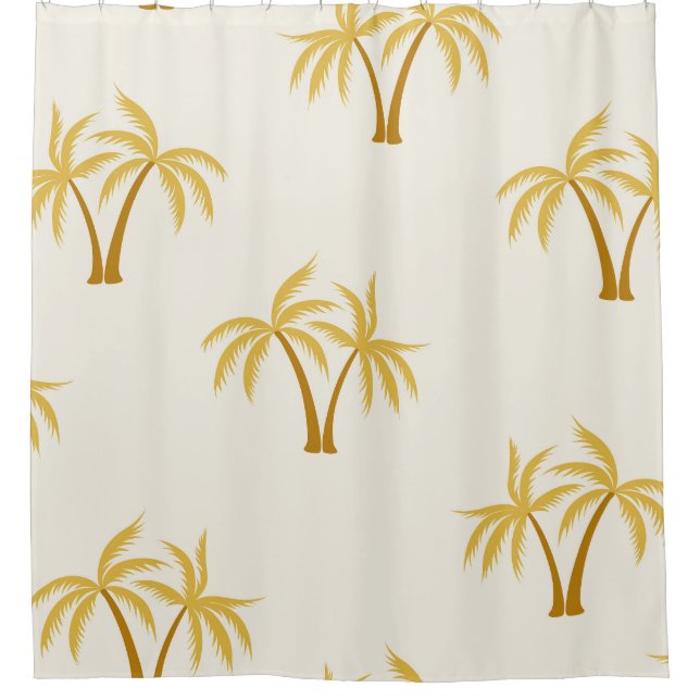 Rideaux De Douche Palmiers d'or : Textile Tropical. (Devant)
