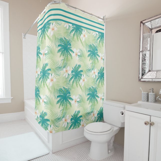 Rideaux De Douche Palmiers Tropicaux (En situation)