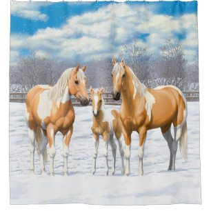 Rideaux De Douche Palomino Pinto Peinture Quarter Chevaux En Neige