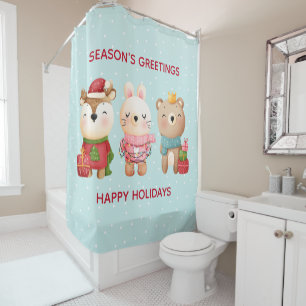 Rideaux De Douche Pals de Noël - Rennes, Ours et Lapin