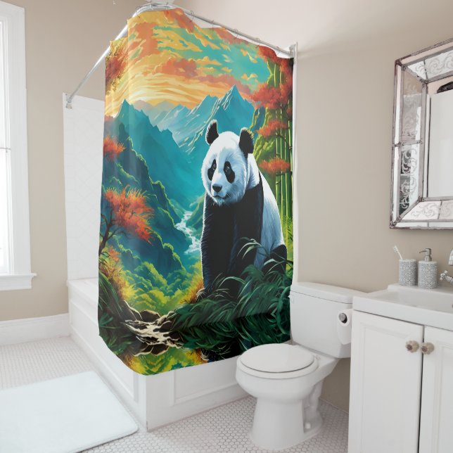 Rideaux De Douche Panda Bear dans les nuages (En situation)