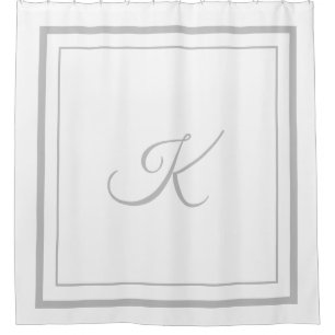 Rideaux De Douche Panneau de bordure gris classique Monogramme Douch