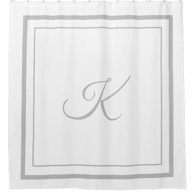 Rideaux De Douche Panneau de bordure gris classique Monogramme Douch (Devant)