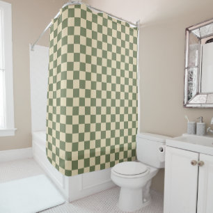 Rideaux De Douche Panneau de contrôle vert et beige clair