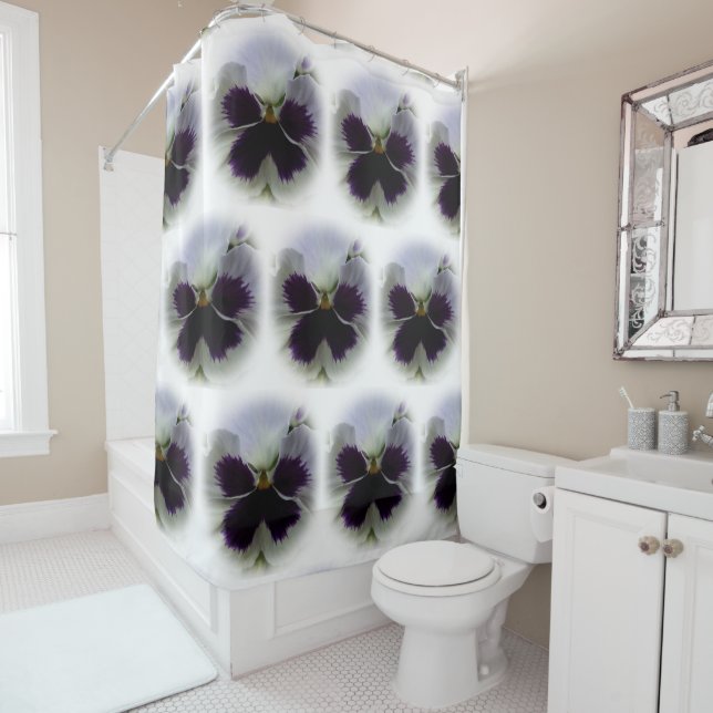 Rideaux De Douche Pansement pourpre et blanc (En situation)