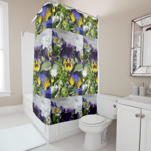 RIDEAUX DE DOUCHE PANSIES ! (En situation)