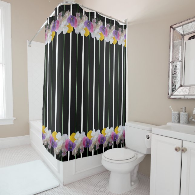 Rideaux De Douche Pansies Colorées Et Gras (En situation)
