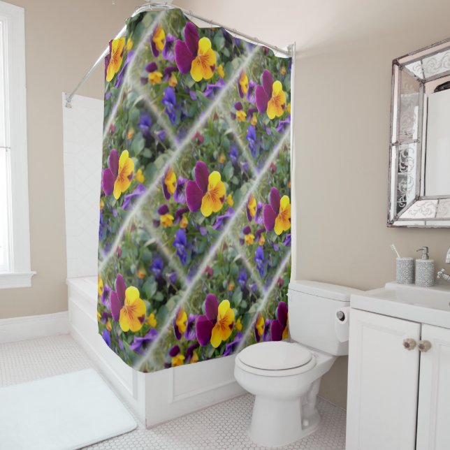 Rideaux De Douche Pansies lumineuses (En situation)