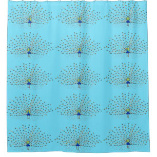 Rideaux De Douche Paon peignant les rideaux en douche bleus