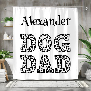 Rideaux De Douche Papa de chien noir et blanc personnalisé