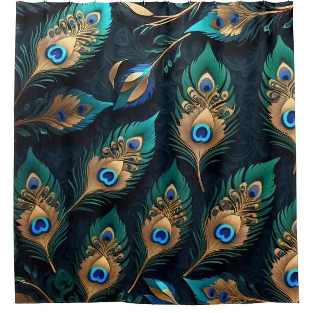 Rideaux De Douche Papercut Peacock Feathers Motif (Devant)