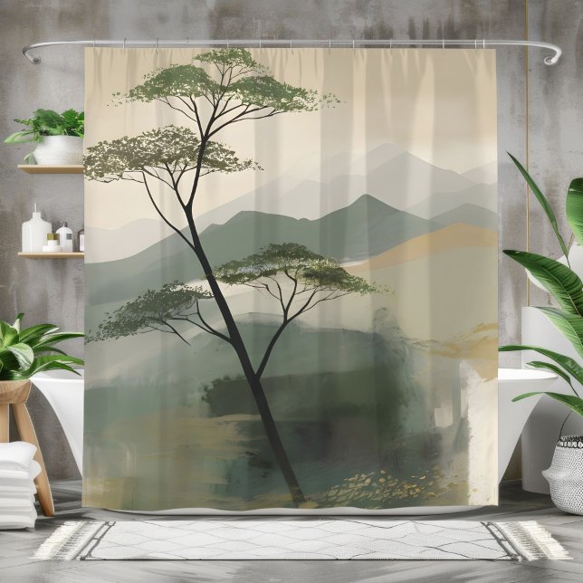 Rideaux De Douche Papier d'art mural Japandi Mystic Peaks (Créateur téléchargé)