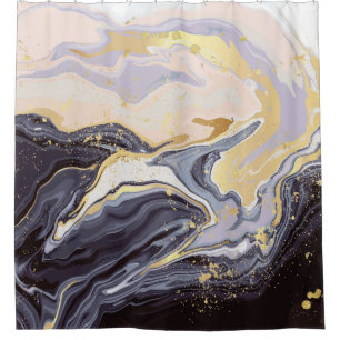 Rideaux De Douche papier peint de luxe. Marbre rose et noir et or a