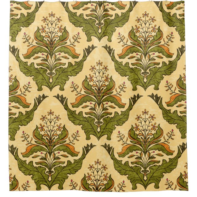 Rideaux De Douche Papier peint floral classique : damassé stylisé. (Devant)