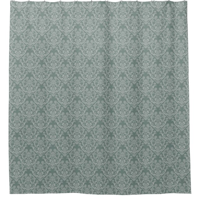 Rideaux De Douche Papier peint floral vert (Devant)