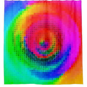 Rideaux De Douche Papier peint géométrique multicolore motif abstrai