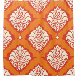 Rideaux De Douche Papier peint orange damassé : floral sans soudure.