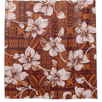 Rideaux De Douche Papier peint pour fleurs d'hibiscus vintage hawaïe