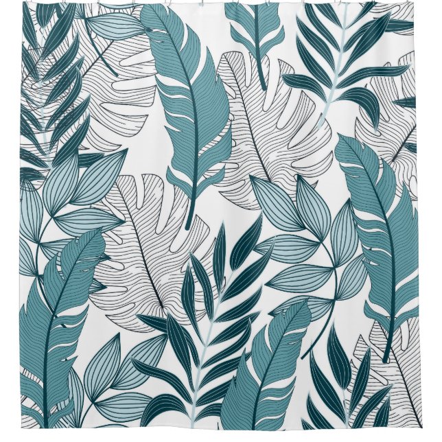 Rideaux De Douche Papier peint Vintage Plante tropical. (Devant)