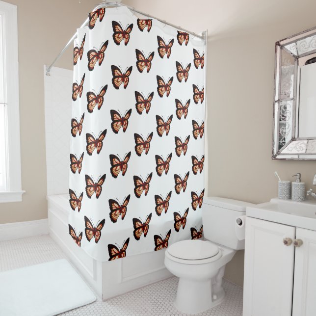 Rideaux De Douche Papillon à motif orange (En situation)