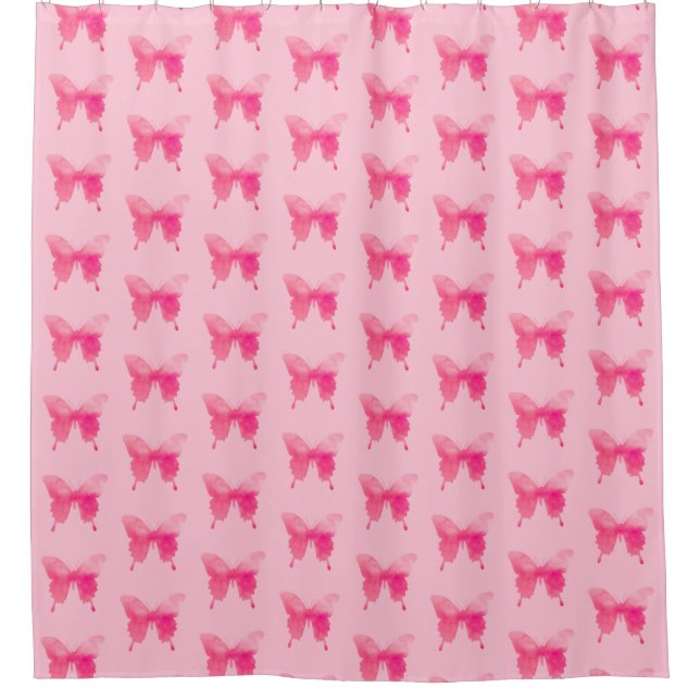 Rideaux De Douche Papillon aquarelle - Fuchsia et rose (Devant)