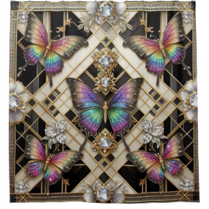 Rideaux De Douche Papillon arc-en-ciel Art Déco moderne