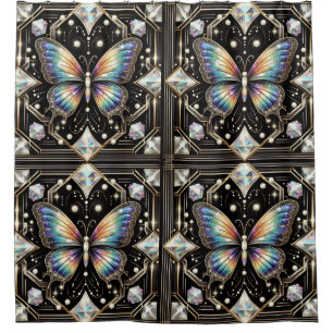 Rideaux De Douche Papillon arc-en-ciel Art Déco moderne