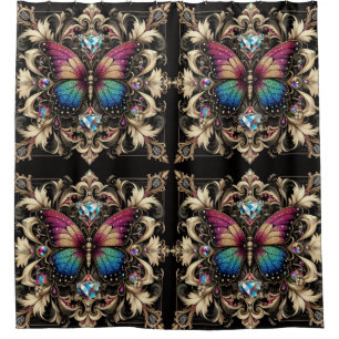 Rideaux De Douche Papillon arc-en-ciel Art nouveau moderne