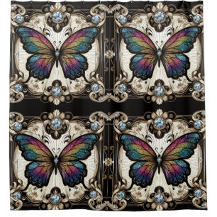 Rideaux De Douche Papillon arc-en-ciel Art nouveau moderne
