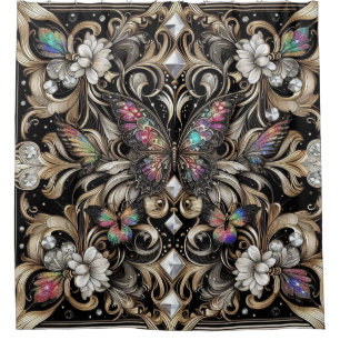 Rideaux De Douche Papillon arc-en-ciel Art nouveau moderne