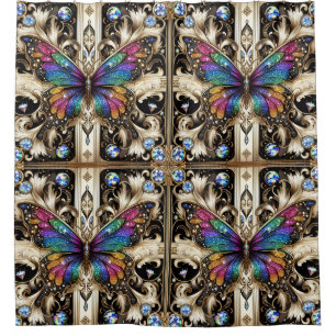 Rideaux De Douche Papillon arc-en-ciel Art nouveau moderne