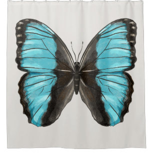 Rideaux De Douche Papillon bleu Insect Art Amour de la nature