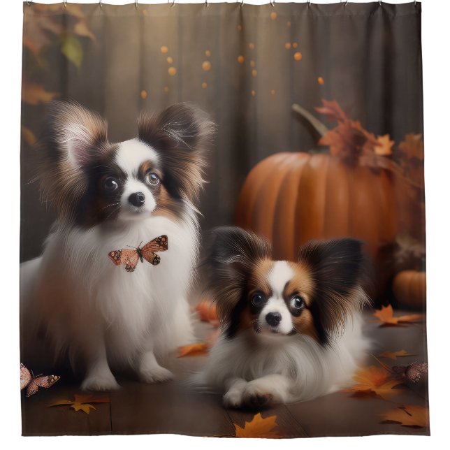 Rideaux De Douche Papillon chiot automne délice citrouille (Devant)
