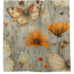 Rideaux De Douche Papillon de Fleur Sauvage Vintage (1)
