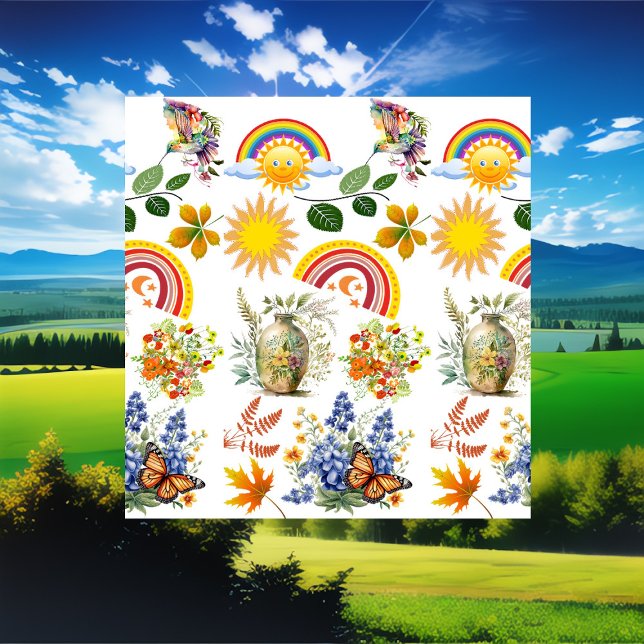 Rideaux De Douche Papillon du jardin de printemps Arc en ciel Vert s (Spring Garden Butterfly Rainbow Sunshine Greenery Shower Curtain)