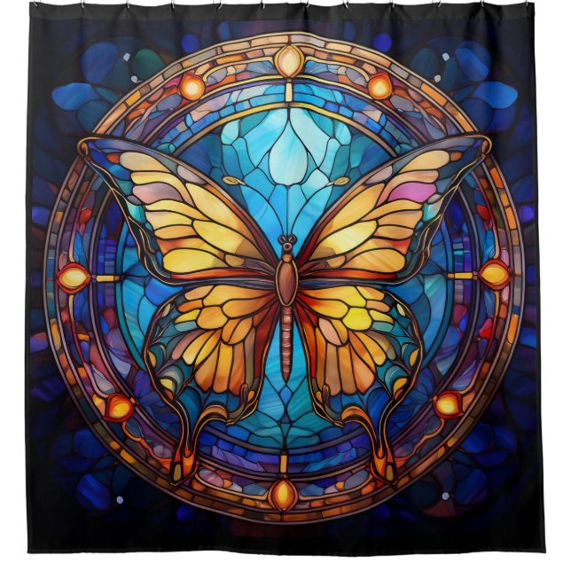 Rideaux De Douche Papillon en verre tendu (Devant)