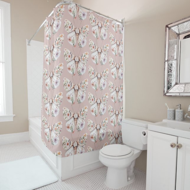 Rideaux De Douche Papillon floral Fleur sauvage Boho (En situation)