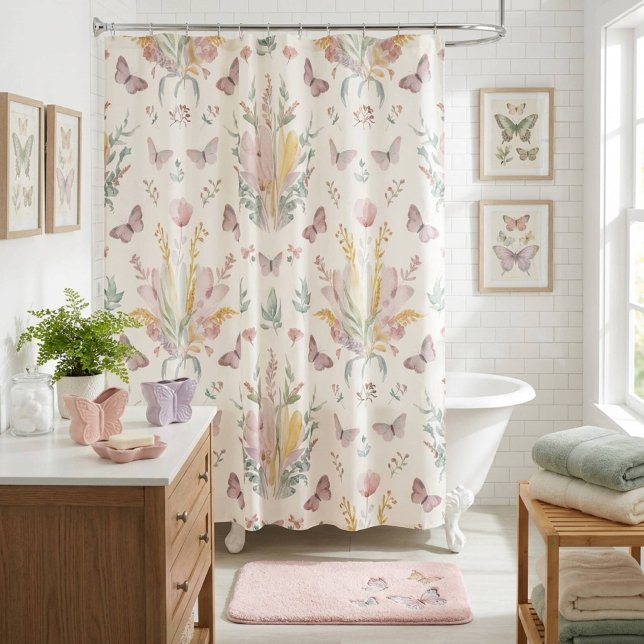 Rideaux De Douche Papillon Floral Pastel (Créateur téléchargé)