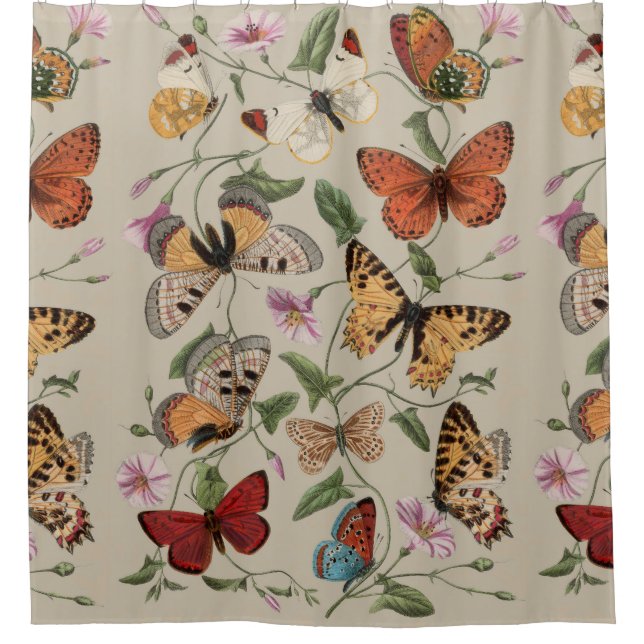 Rideaux De Douche Papillon Moth Nature Collection Dessin (Devant)