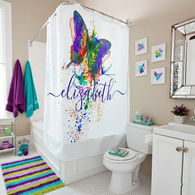 Rideaux De Douche Papillon personnalisé éclaboussure  (Créateur téléchargé)