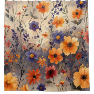 Rideaux De Douche Papillon Vintage Fleur Sauvage (11)