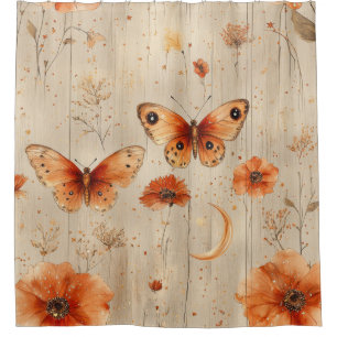 Rideaux De Douche Papillon Vintage Fleur Sauvage (3)