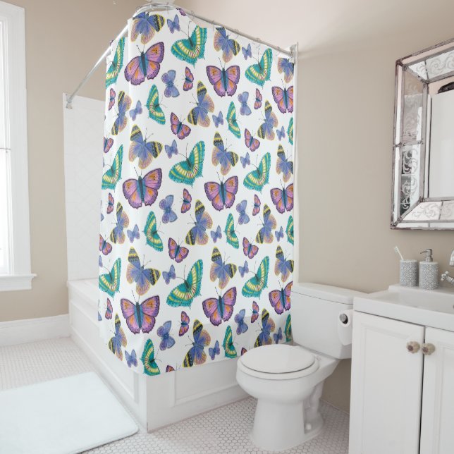 Rideaux De Douche Papillons (En situation)