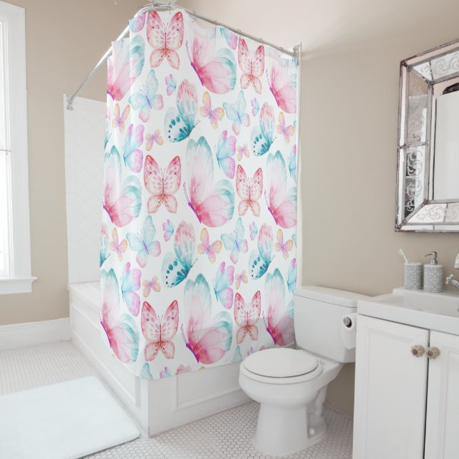 Rideaux De Douche Papillons (En situation)