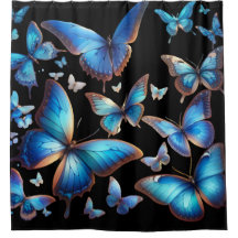 Papillons bleus en vol