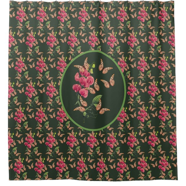 Rideaux De Douche Papillons Et Fleur De Pois Doux (Devant)