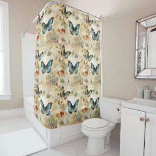 Rideaux De Douche Papillons et fleurs Vintages colorés (11)