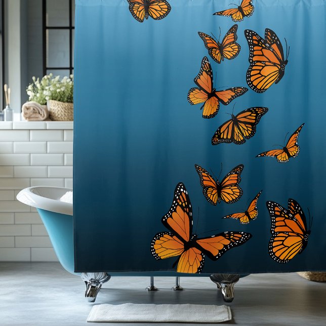 Rideaux De Douche Papillons Monarch Ombre Bleu (Créateur téléchargé)